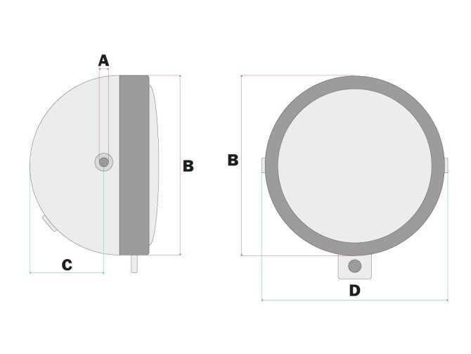 Headlight egg-model 102mm complete chrome replica (side mounting) product